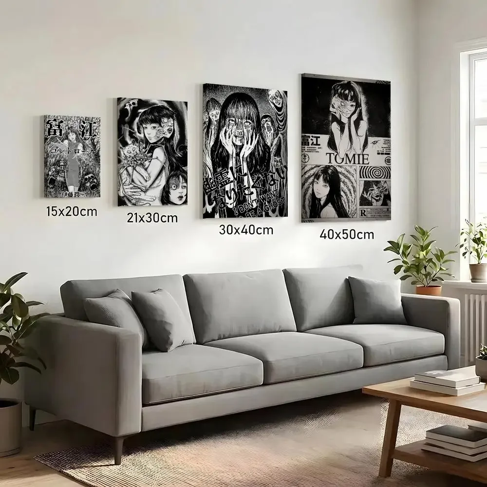 K-Kawakami Tomie Fujou Anime Painting Calligraphy HD Canvas Print Poster Wall Art | Optional Frame | Modern Hallway Decor