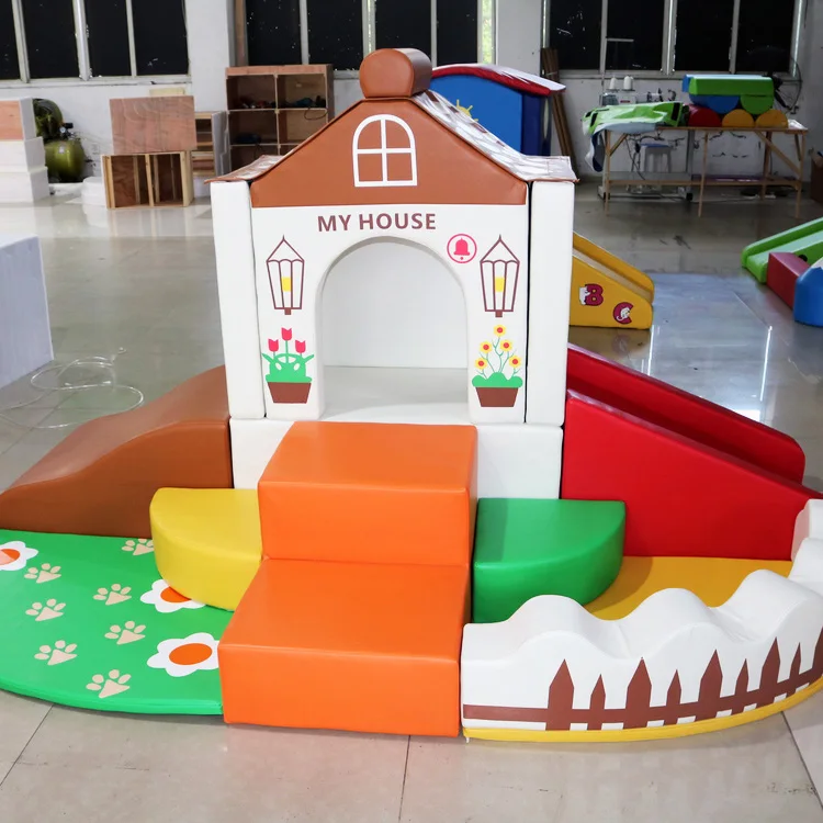 Children's Indoor Playground Equipment Set Soft Play Rainbow Bridge Slide Climb Kids Amusement Parks Playhouses  PU