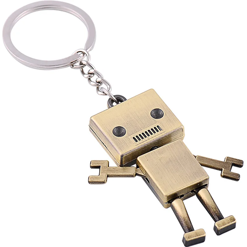 Creative Movable Robot Keychain Cartoon Pendant Keyring Chain Small Gift Car Keychain