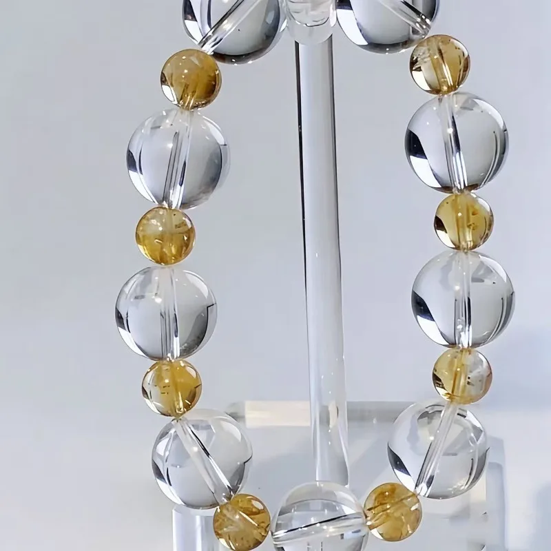 Minar Handmade 8 14mm Double Color Natural Stone Crystal Elastic Strand Bracelets for Women Wholesale Every Day Accessories