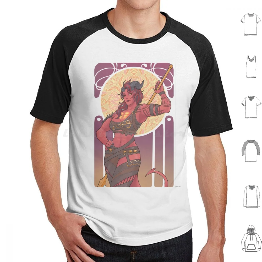 Nouveau T Shirt Cotton Men Women Diy Print Baldurs Gate Tiefling And Bg3 Art Nouveau Video Games Barbarian Companion