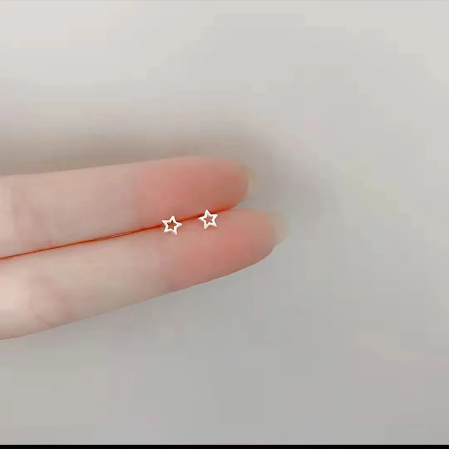 New Heart Stud Earrings for Women Hypoallergenic Daily Wear Minimalist Cute Star Silver Color Ear Girls Pierc Jewelry Gifts