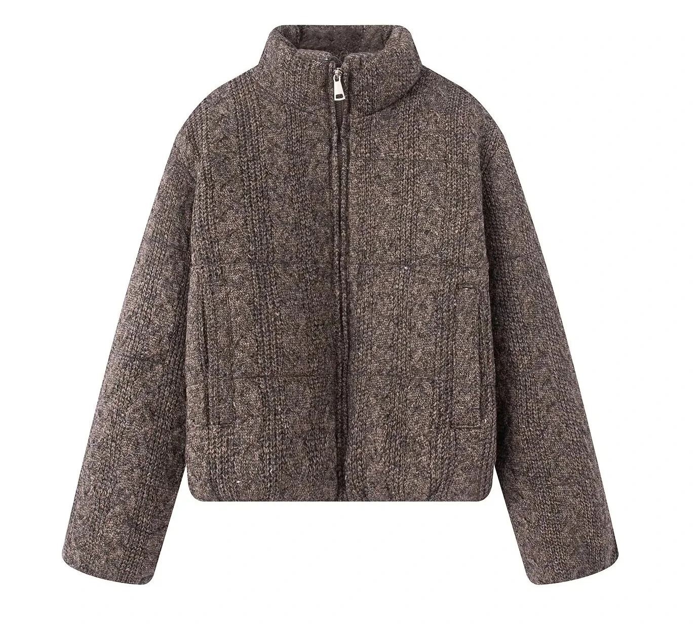 

2025 Winter Stand CollarNew Women's Casual Fashion Long-Sleeved Eight-Strand Knitted Warm Thick Jacket