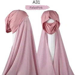 Cachecol Hijab de Chiffon Instantâneo Com Cap de Lenço Interior de Jersey Cachecóis Islam com Caps Stretch Hijabs Cover Lenço de Cabeça Turbante