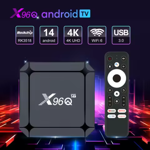 Android 14 X96Q TV BOX Rockchip RK3518 Wifi6 2GB 16GB Voice Remote Google Assistant Media Player 4K Smart Android TV Set Top Box