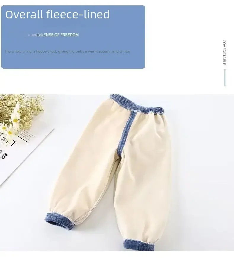 Kinder-Herbst- und Winterhosen, warme, dicke Haremshosen mit einem niedlichen Bärenmuster, bequeme Freizeithosen für Kleinkinder, Jungen und Mädchen. – Detail 7