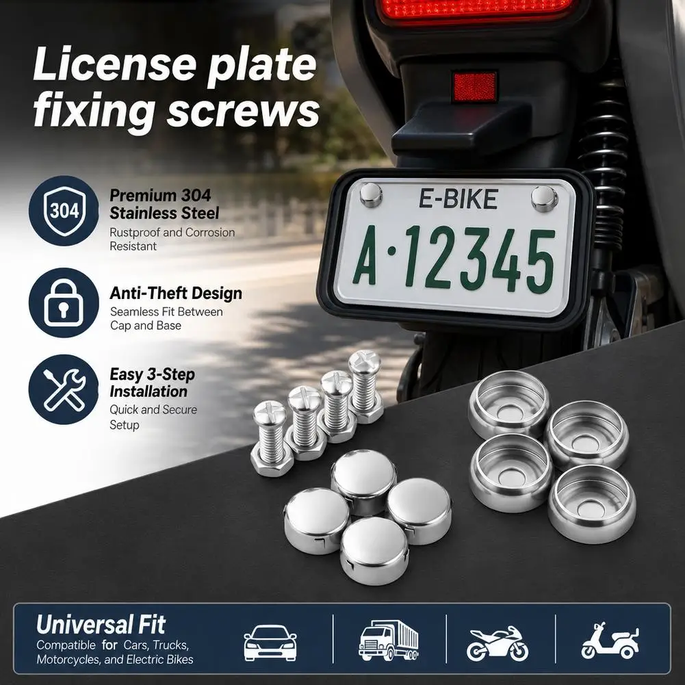 License Plate Fixing Screws Fixing Nut Buckle Screw Car License Plate Bolts Frame Screw Stainless Steel Anti-theft Security Bolt