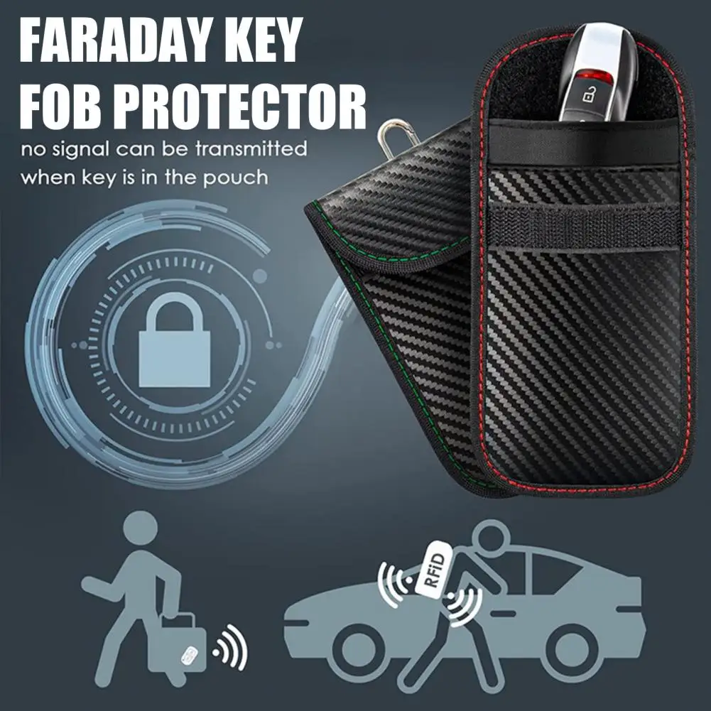 Faraday Bag 자동차 키 보관 주최자 내마모성 도난 방지 신호 차단 RFID 열쇠 고리 보호대 파우치 자동차 키 가방 열쇠주머니