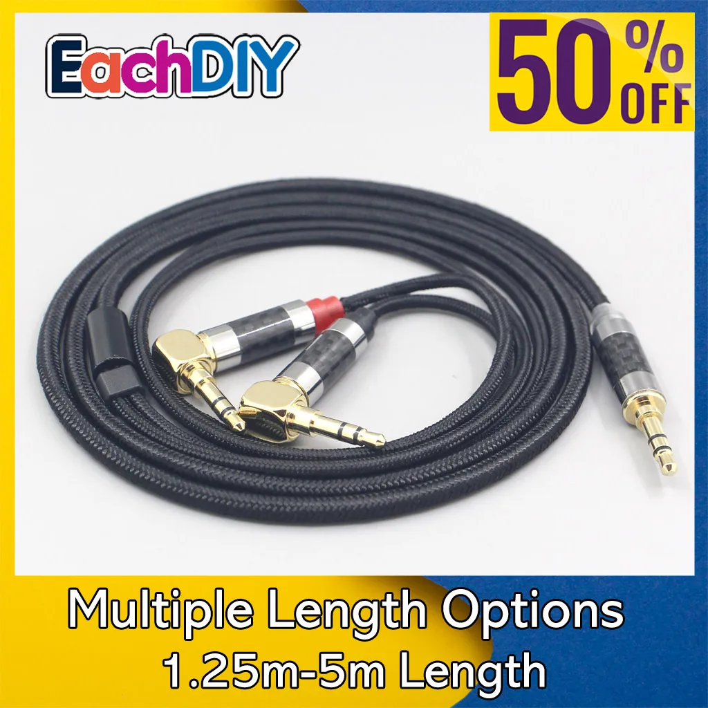 6.5mm XLR Super Zachte Hoofdtelefoon Nylon OFC Kabel Voor Verum 1 Een Hoofdtelefoon L Vorm 3.5mm Pin oortelefoon headset LN007535