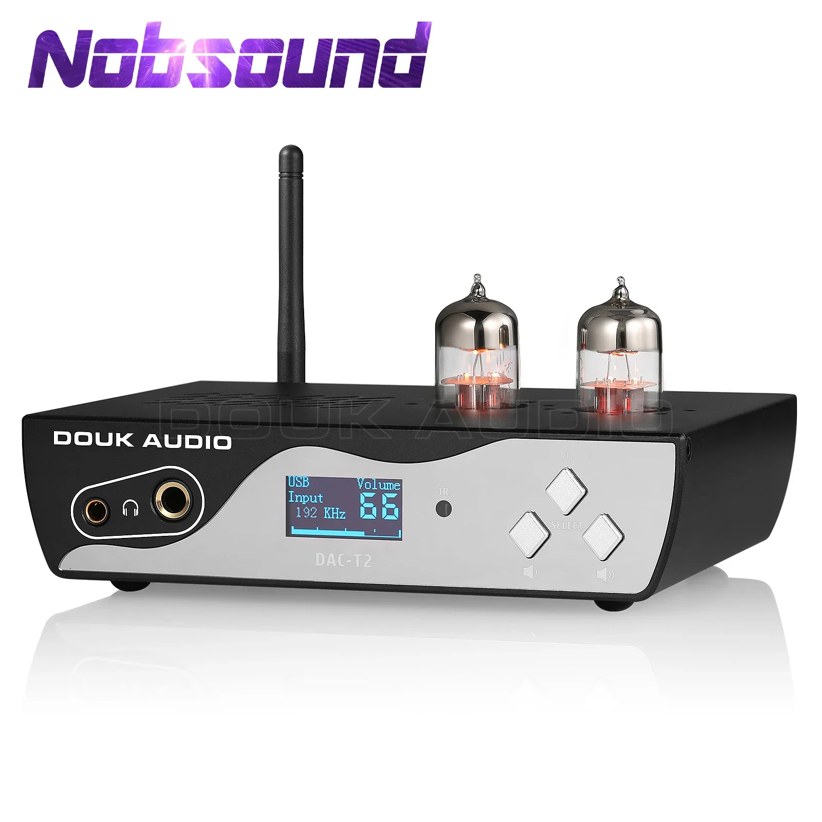 Nobsound DAC-T2 HiFi Valve Tube Preamp USB DAC Optical/Coaxial Converter Bluetooth 5.0 Receiver ES9038 Headphone Amp 24Bit/96K