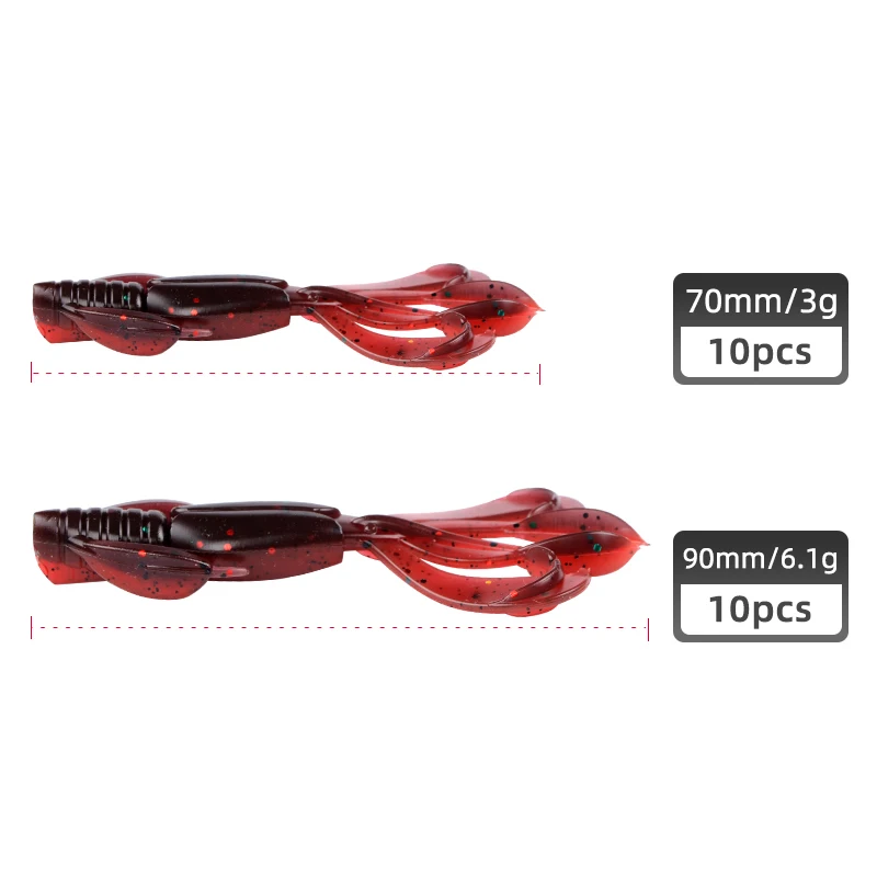 MEREDITH Crazy Señuelos de pesca Flapper 70mm 90mm Señuelos de pesca con señuelos blandos Cebos de silicona suave Camarón Bass Peche Gear Aparejos de pesca