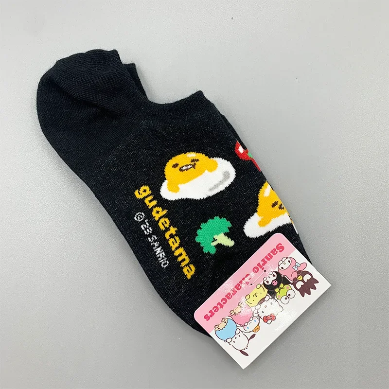 Meias de barco de algodão Sanrio Anime, Hello Kitty, Kuromi, melodia, cinamoroll, fina, verão, confortável, meia absorvente de suor para menina, 1 par