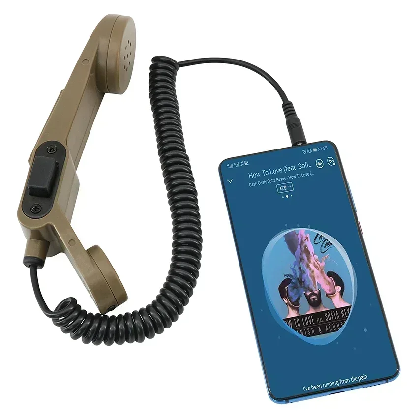 H250-PTT Handheld Phone Hand Microphone Element Communication Station Handle Mic 3.5mm Jack For Mobile Phone
