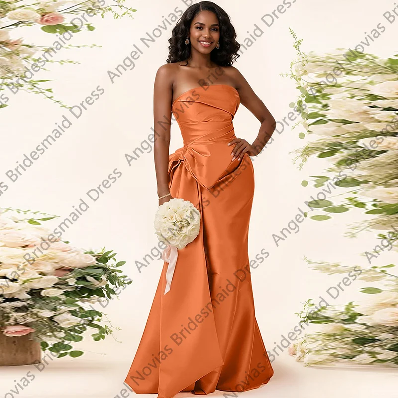 

Customized Long Mermaid Orange Bridesmaid Dresses 2025 with Sash Wedding Guest Party Gowns vestido de madrinha de casamento