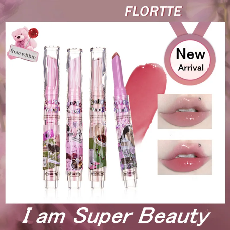 Flortte Gelee Lippenstift Kristall feuchtigkeit spendende Lippen balsam wasserdichte langlebige Spiegel Wasser licht Lip gloss feste Lippen glasur