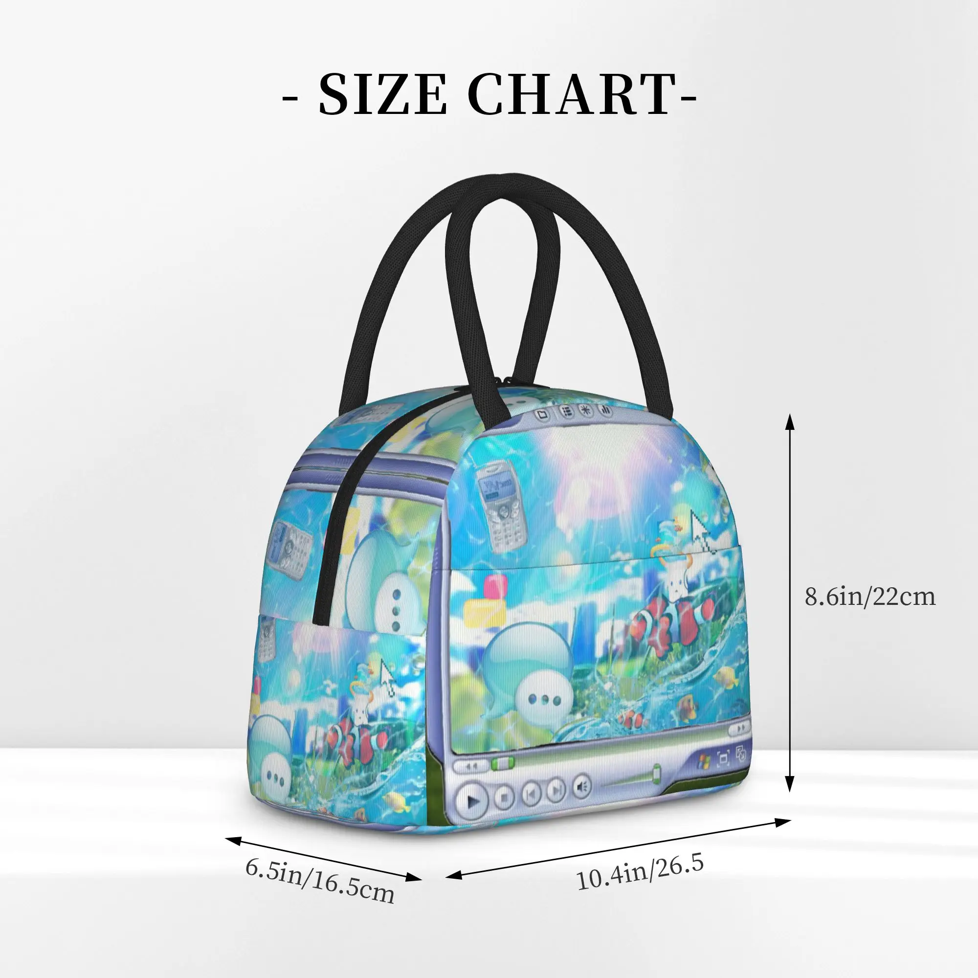 Frutiger Aero Art Vibes Scenery Tote Insulated Lunch Bag Fashion Portable Food Bags Reusable Cooler Thermal For School Spacious