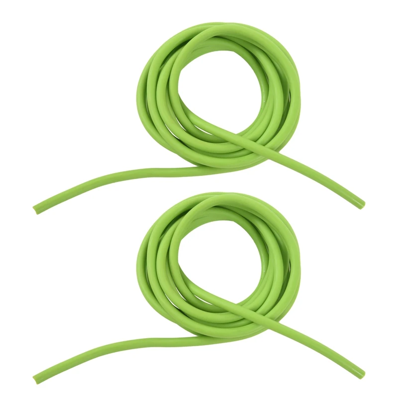 

2X Tubing Exercise Rubber Resistance Band Catapult Dub Slingshot Elastic, Green 2.5M