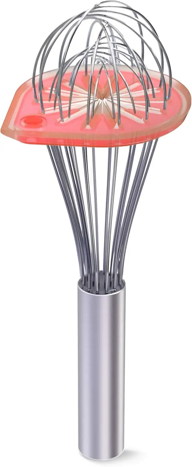 

Easy-Clean Whisk Wiper: Multipurpose Kitchen Tool with 11" Stainless Steel Whisk, Great Gift in Red