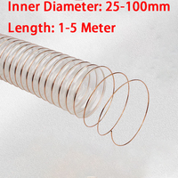 Inner Diameter 20-100mm Clear PVC Dust Collection Hose For Use with Dust Collectors with Ports. Ideal for Shop Vacuums,1-5 Meter