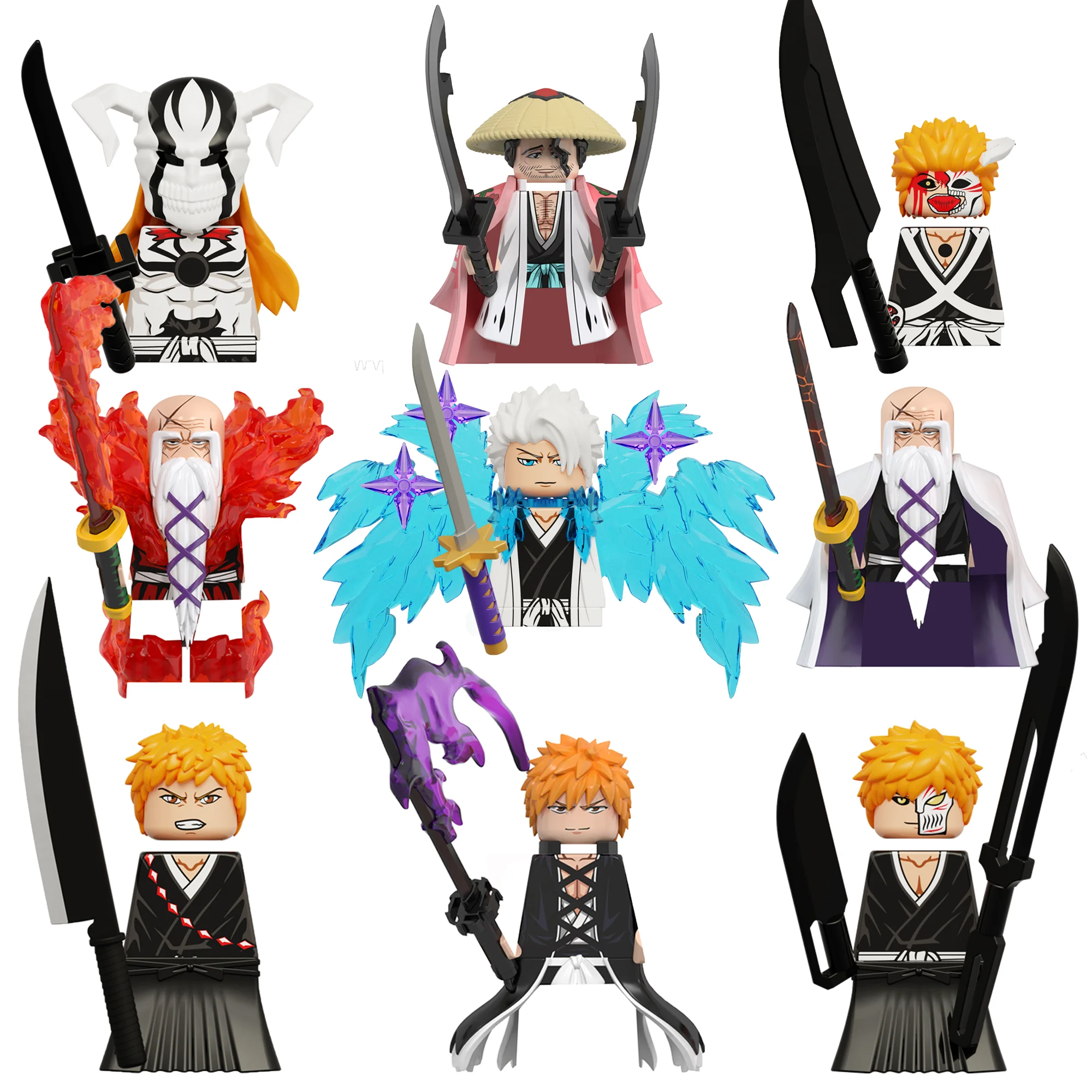 KDL816 KDL820 KDL824 WM6164 Anime Building Blocks Ichigo Getsuga Tenshou Yamamoto Genryusai Shigekuni Dolls Bricks Figures Toys