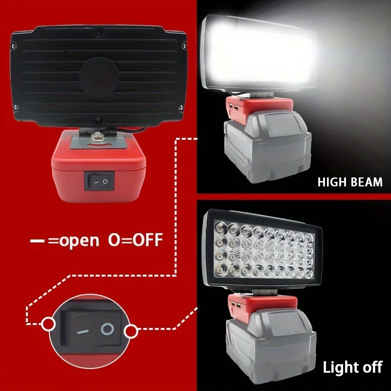 (Batteries not included)Flood Work Light 36LED 2500LM for Milwaukee LED 18V/20V FOR m18 Lithium Battery Light