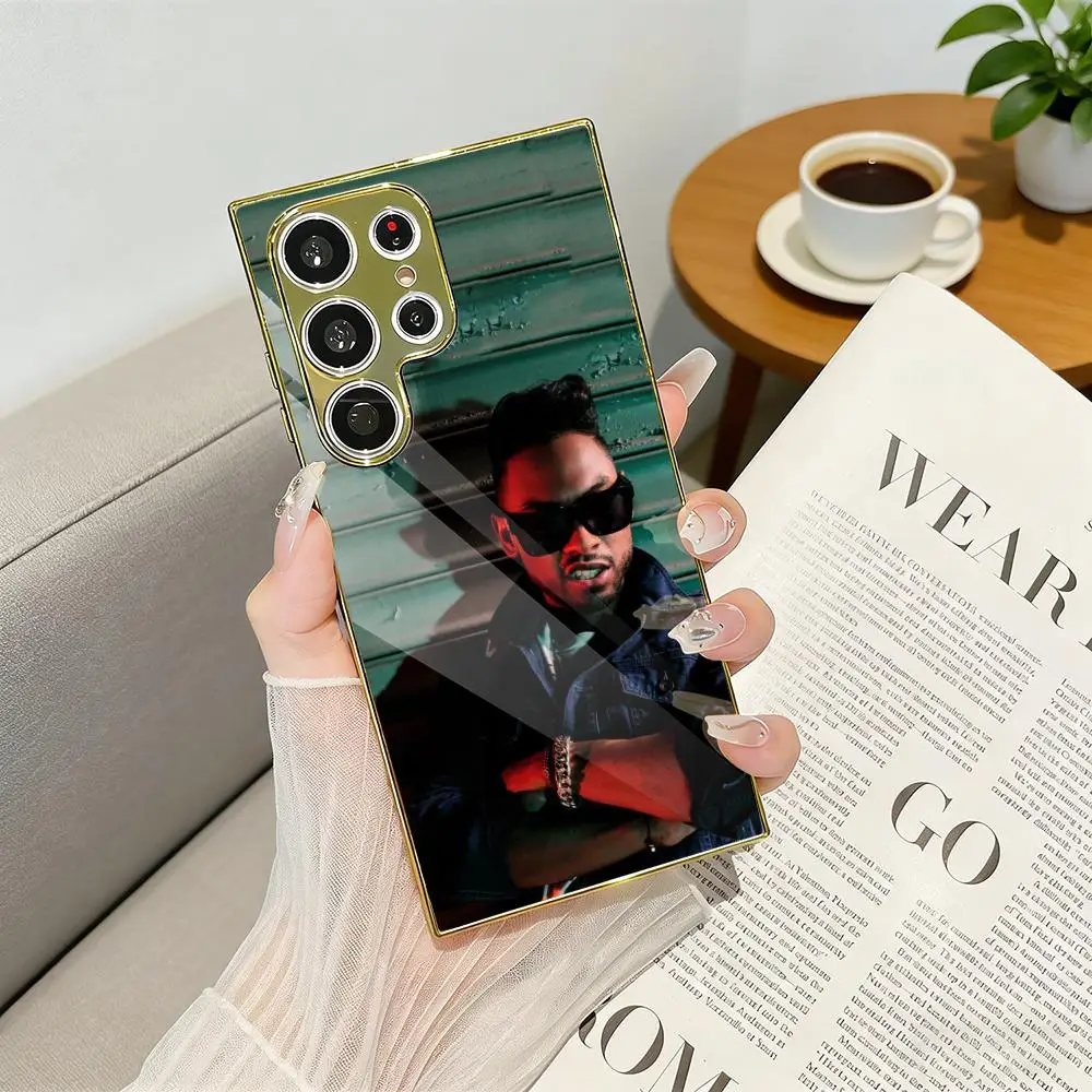 

M-Miguel Rapper Music Phone Case Luxury Electroplated Metal Frame Case For Samsung Galaxy S25 S24 S23 Ultra Funda