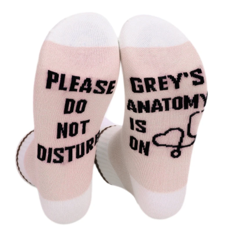 Women Novelty Cotton Socks Funny Saying Do Not Disturb American Dramas Is On Letters Striped Casual Hosiery Gifts