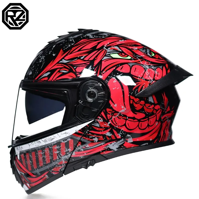 Motorcycle helmet, double lens helmet, big tail, motorcycle racing helmet, running helmet, men and women M-3XL