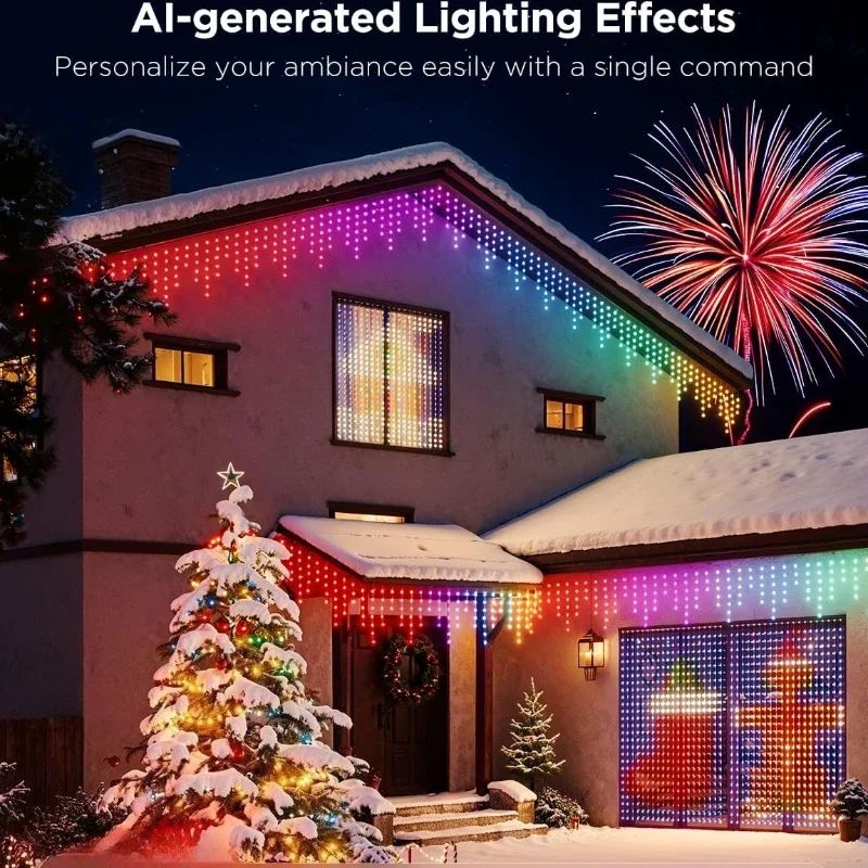 Guirnaldas de luces navideñas con función de control remoto, decoración LED inteligente para árboles interiores y exteriores, Control por aplicación