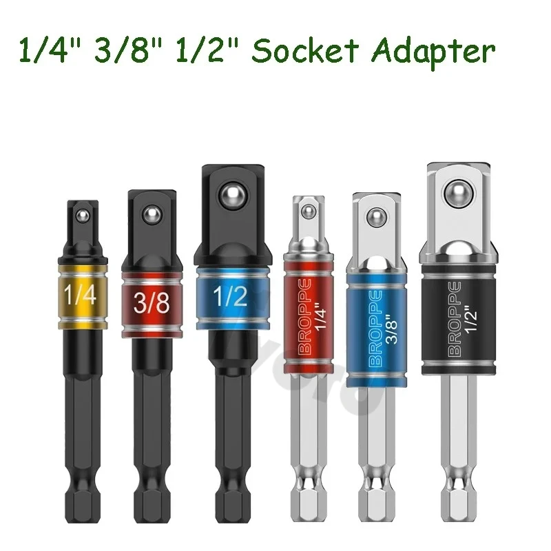 Socket Adapter Drill Bits Set 1/4 3/8 1/2 Inch Nut Driver Power Extension Impact Grade Hex Shank Adapter Drills Wrench Sleeve