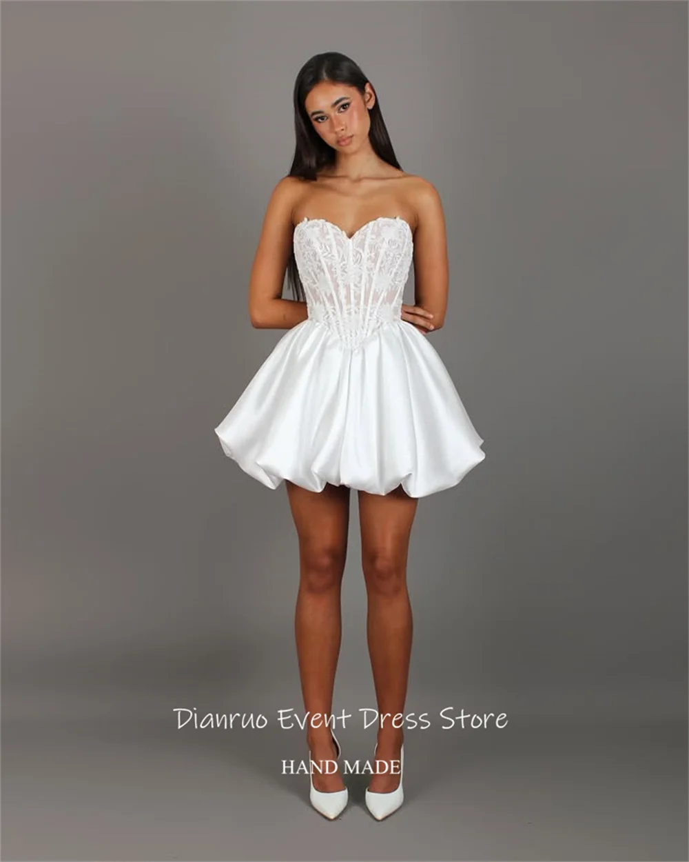 Dianruo-vestidos De novia acampanados por encima De la rodilla, corpiño De encaje, batas De Soirée, vestidos elegantes De fiesta personalizados