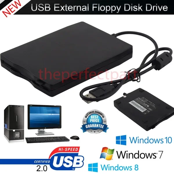 

3.5' USB 2.0 Data External Floppy Disk Drive 1.44MB For Laptop PC Win 7 8 10 Mac