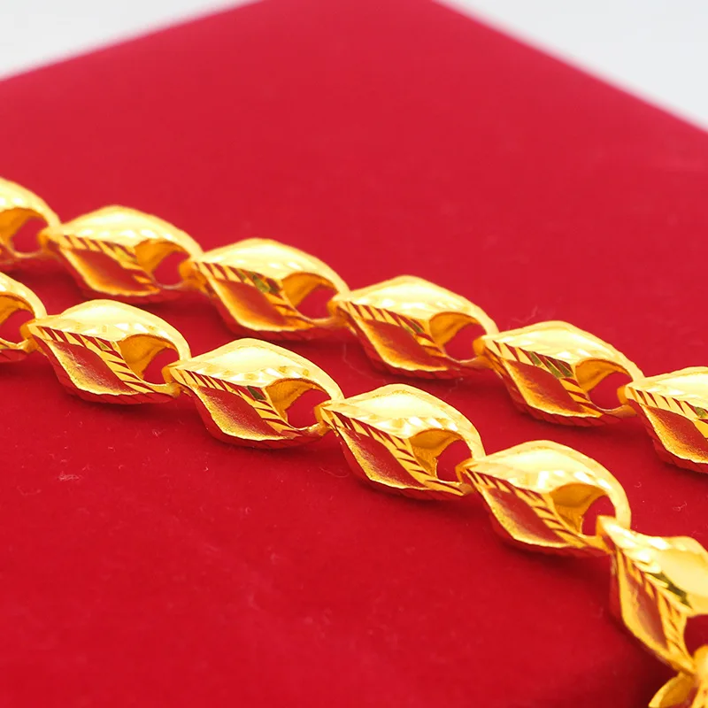 Advanced diamond - shaped handcrafted car flower necklace male wheat spike chain fashion personality 9999gold