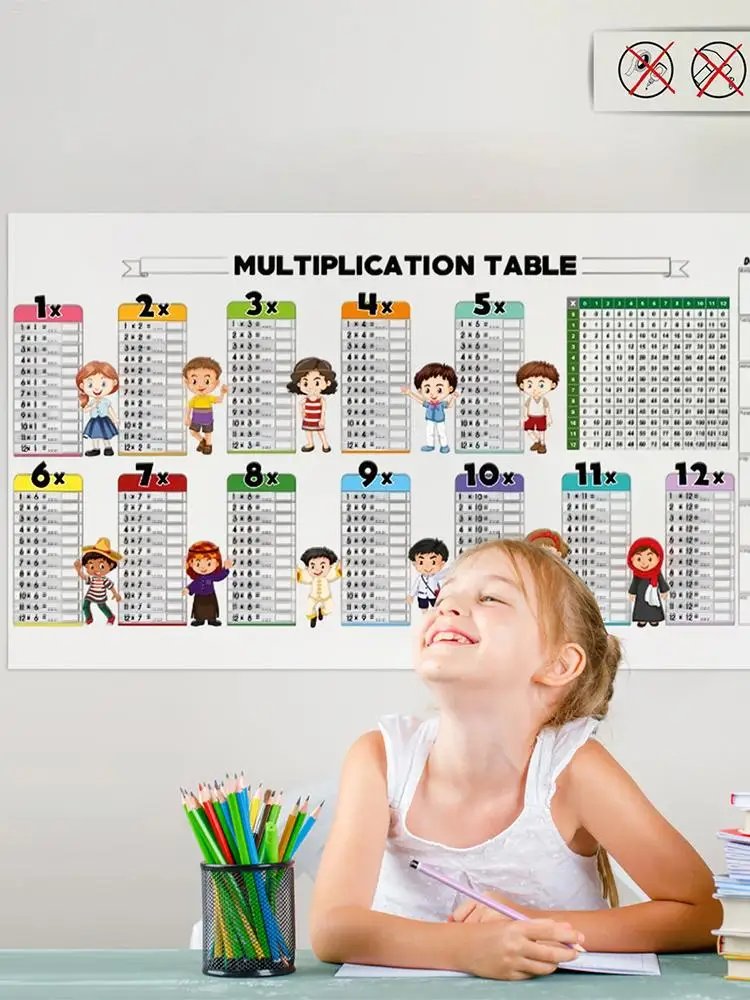 جدول الضرب ملصق ثابت الجاف محو الرياضيات الرسم البياني الحائط قابلة لإعادة الاستخدام للأطفال الرياضيات السبورة أداة تعليمية #2