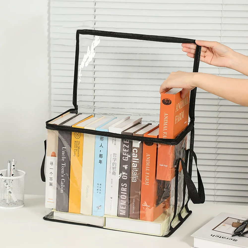 Foldable Large Capacity Storage Bag, Student Dormitory Book Organizer Transparent Waterproof Home Book Organizer and Storage Box