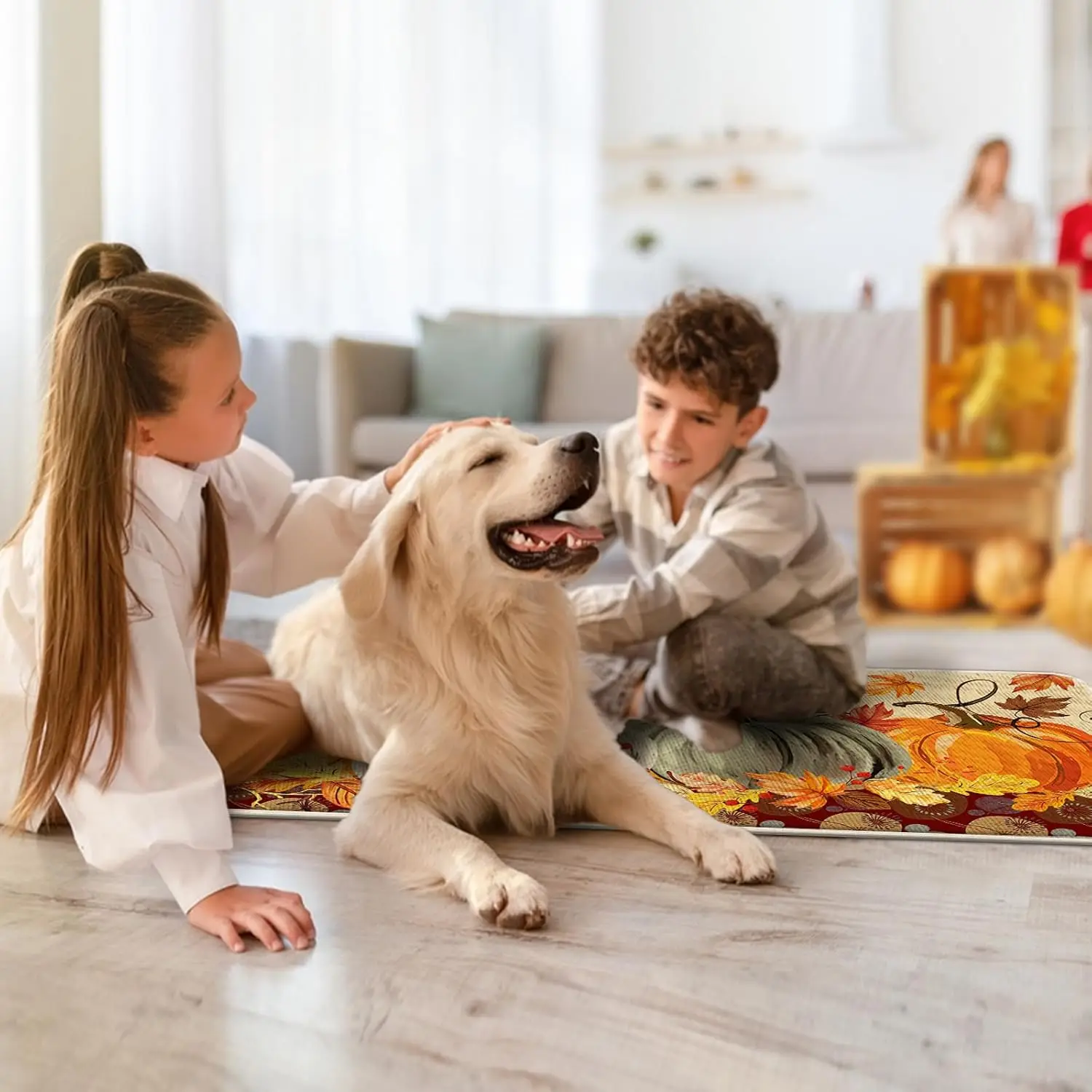Herbst Kürbis Küchenmatten Herbst Ahornblatt Eingang Willkommen Fußmatte Wohnzimmer Balkon Flur Waschküche Rutschfester Teppich Dekor – Detail 5