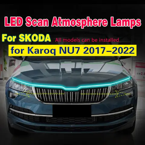 12 v LED Başlangıç Taramalı Sis Gündüz Çalışan Işık Skoda Karoq NU7 2017-2022 Otomatik Farlar Su Geçirmez Esnek ışık şeridi