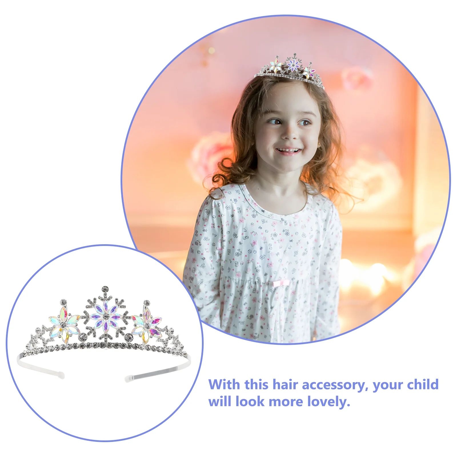 Children's Crown Headband Chic Hair Decoration Snowflake Tiara Headdress Alloy Delicate Wear Birthday Bands