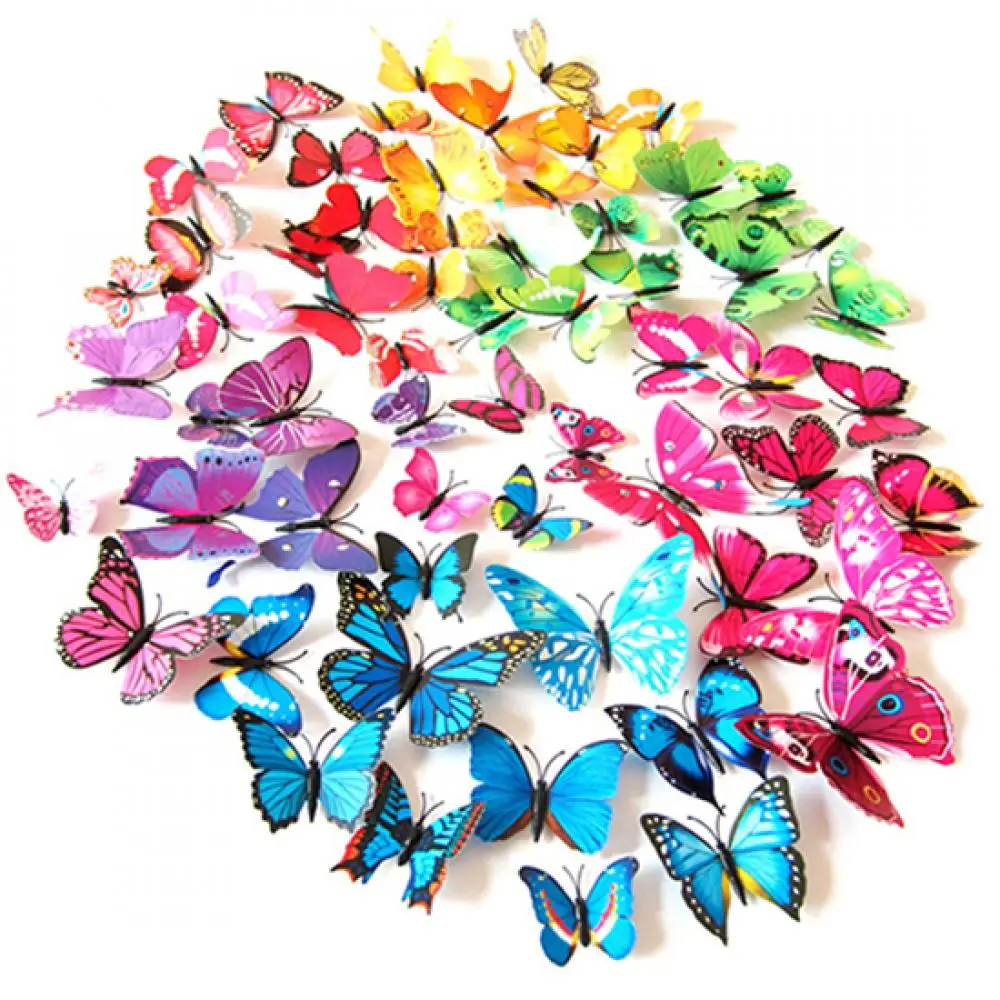 12Pcs Magnetic Sticker 3D PVC Butterflies Cute DIY Butterfly Art Decal Home Decor Wall Mural Sticker Magnet