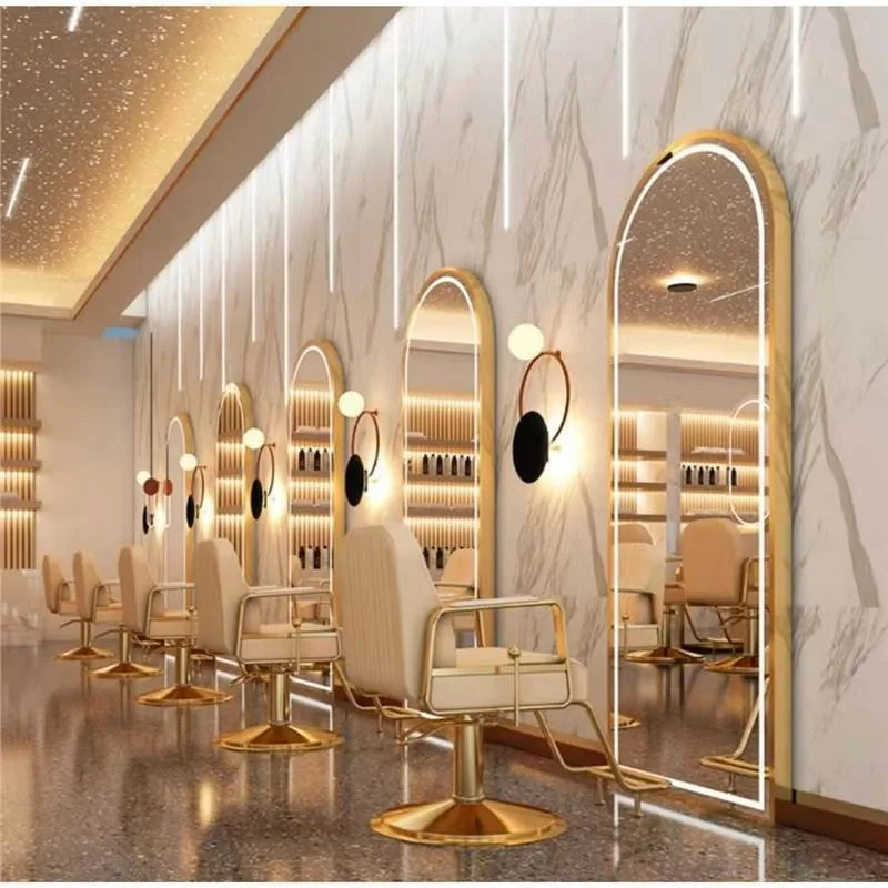 LMM hair salon special wall-mounted simple hair salon floor mirror perm and dye mirror table
