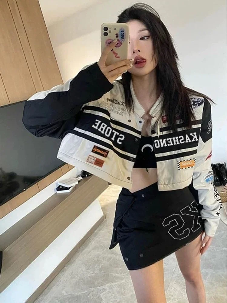 plus Size Baseball Jaet Outerwear Women Loose Long Sve Splice Slimming Top Commute Sle Autumn Winter Faion for plus ...
