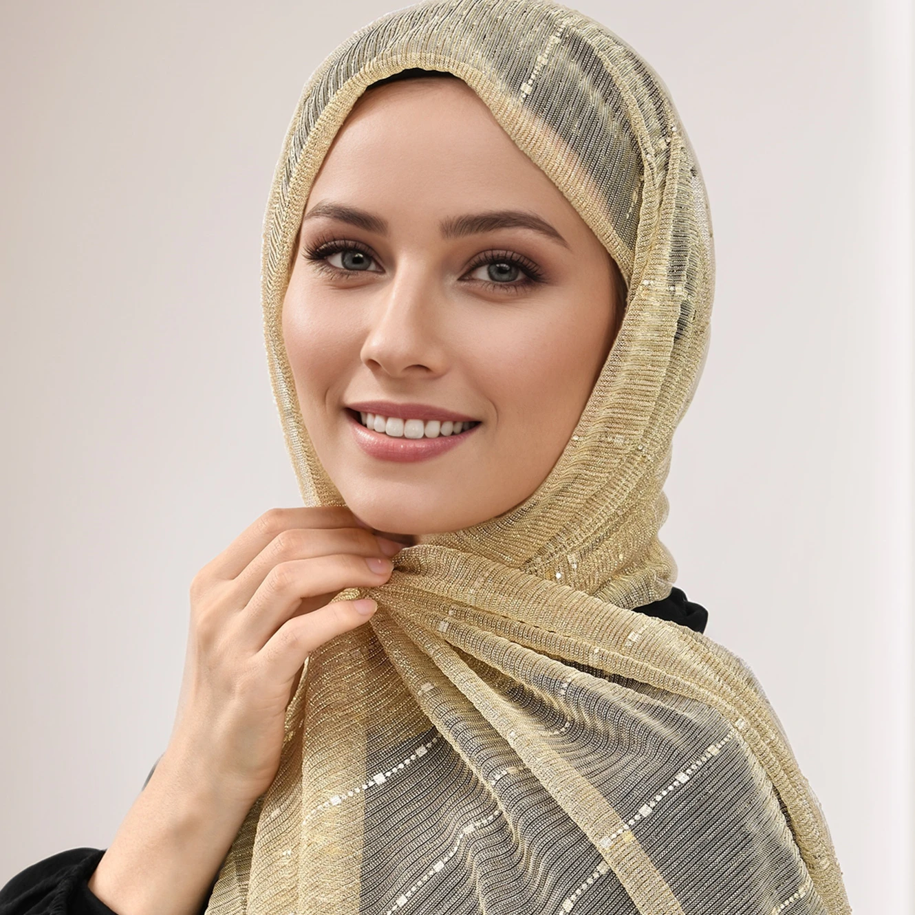 Lurex Glitter Gold Scarf Women Muslim Shimmer Hijab Solid Color Headscarf Shiny Shawls Islamic Pashmina Bandana Foulard femme