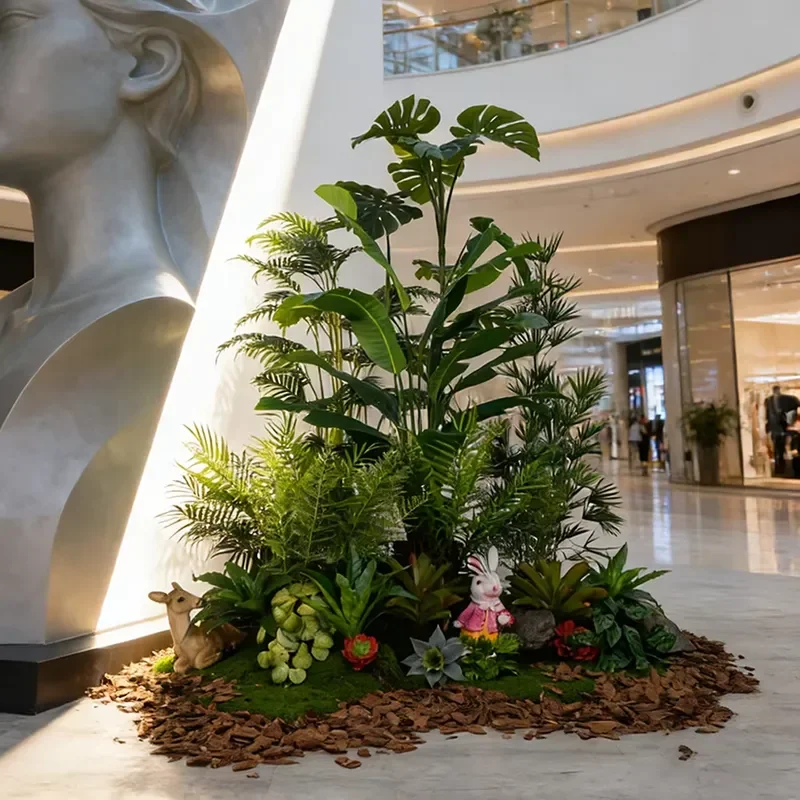 Large Artificial Tropical Plant Arrangement High Simulation Green Plants for Commercial Mall Lobby Retail Shop Window Decor