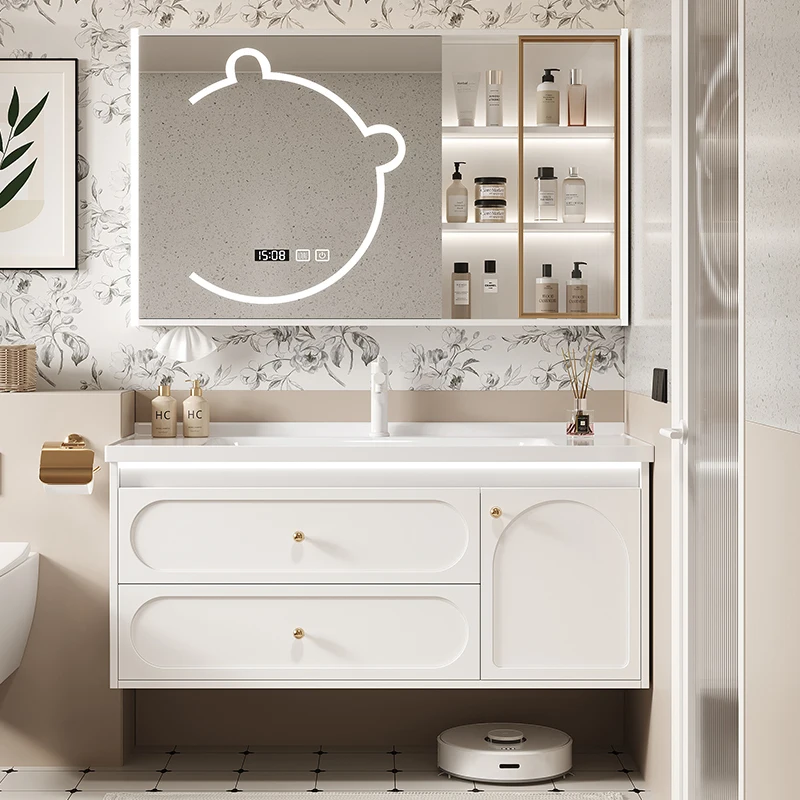 

French Washbasin Bathroom Cabinets Solid Wood Vintage Drawer Storage Bathroom Cabinets Vanity Makeup Muebles Home Furniture