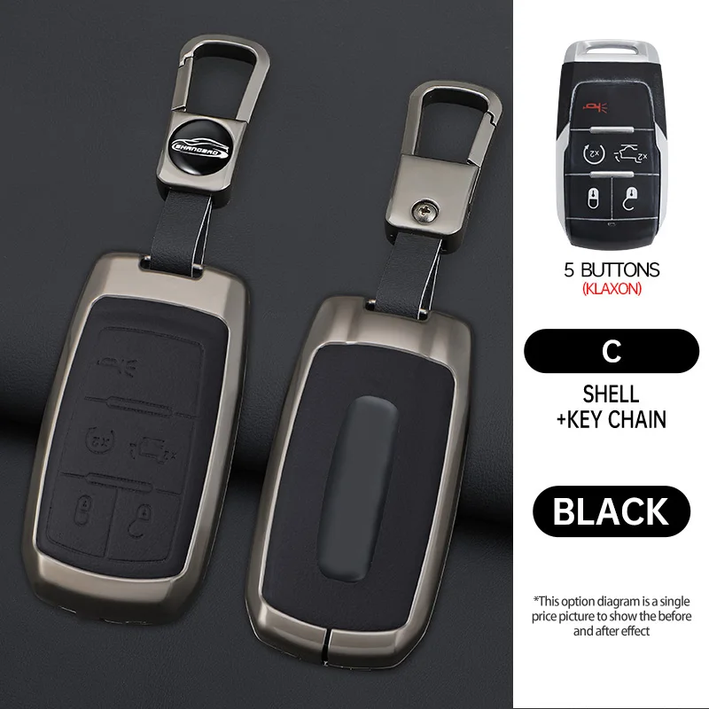 Zinken Legering Auto Afstandsbediening Smart Key Cover Case Beschermer Houder voor Dodge Ram 1500 Rebel 5500 2500 3500 2019 2020 Auto Accessoires