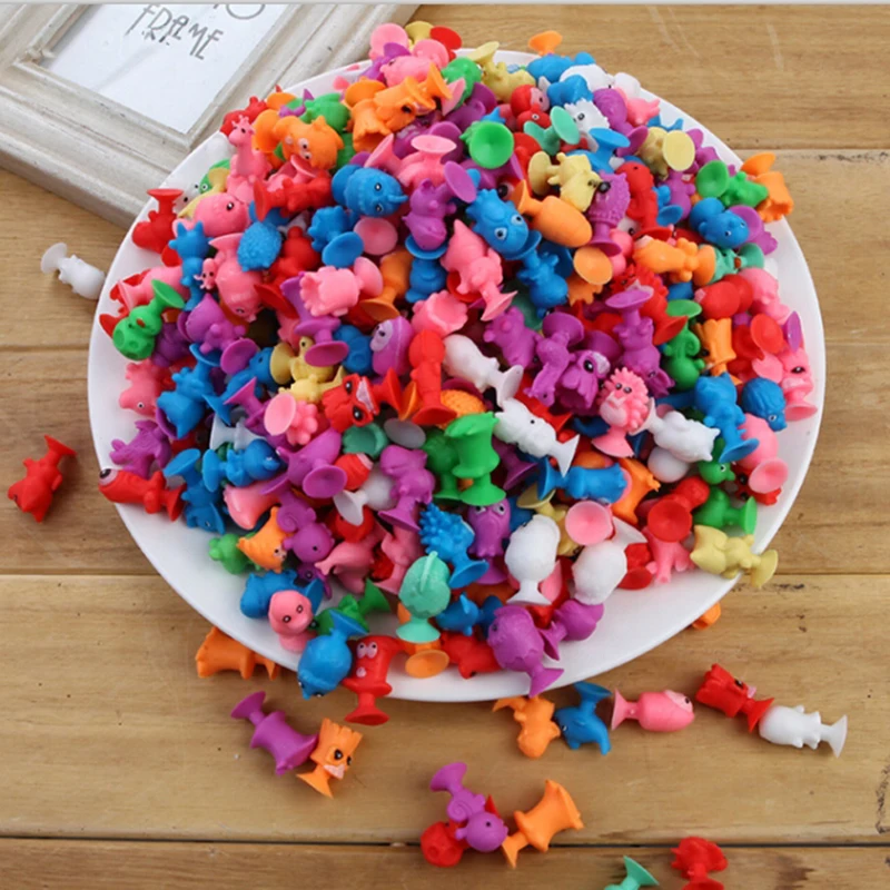 40pcs/lot Mini Sucker Dolls Marine Land Strange Animal Cupule Suckers kids Action Toy Capsule Model Suction Cup Puppets