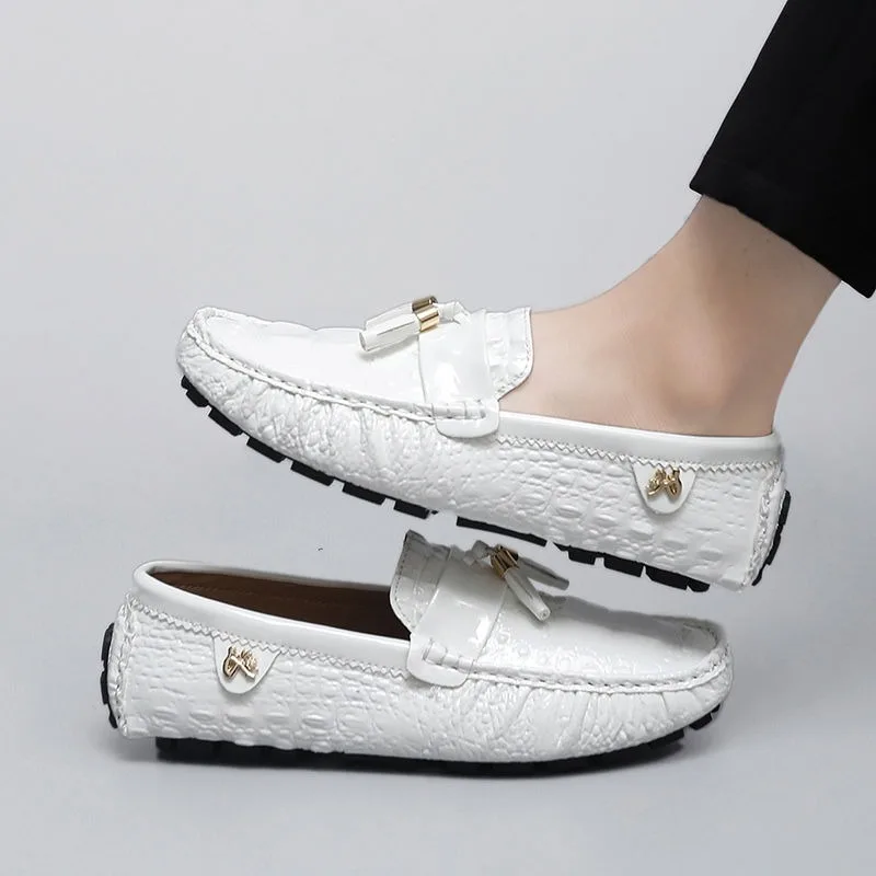 

Дизайнерские лоферы из лакированной кожи Coiffeur с кисточками, мужские повседневные деловые туфли для вождения, мужские модельные лоферы, черные, белые