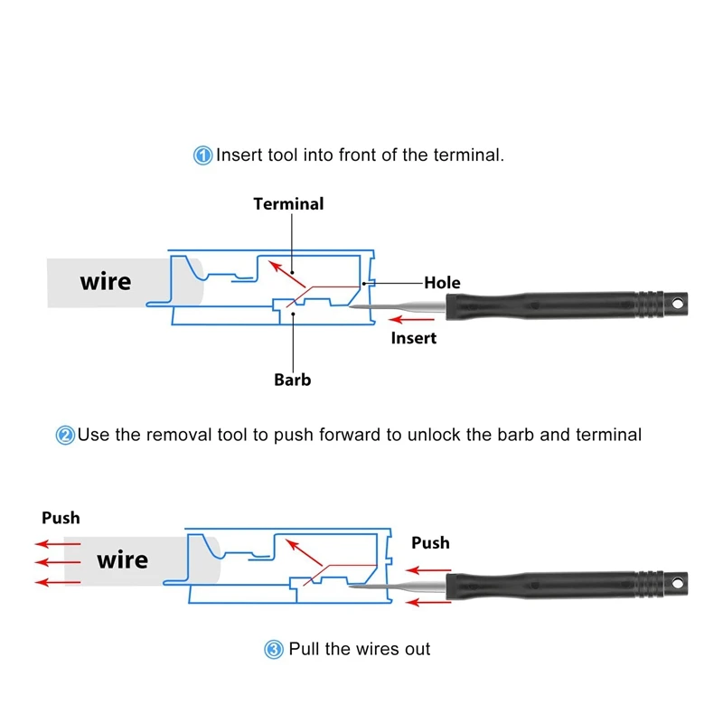 Terminal Removal Tool Set Kit 18PC Pin Extractor Tool Set Depinning Tool, Auto Electrical Wire Connector Pin Release Tool