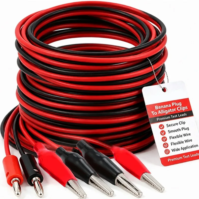 10/1Sets Banana Plug To Alligator Clips Multimeters Standard Electrical Test Equipment Test Leads Two-End Connector Supplies