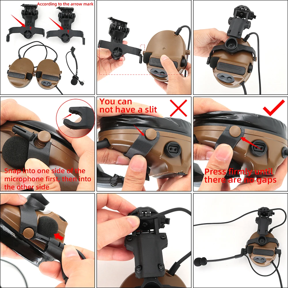 New Helmet Rail Adapter Tactical Headset with PTT Adapter u94 ptt & Tactical Headset Replacement Headband